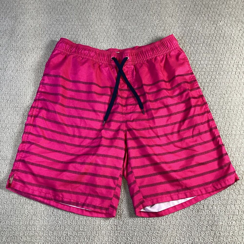 Old Navy Mens Pink Navy Blue Striped Swim Trunks Board Shorts Medium 7.5 Inseam